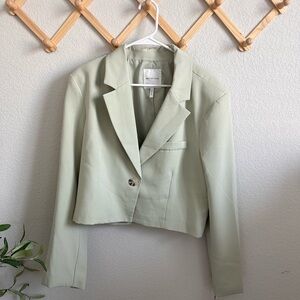 Avec Les Filles cropped light mint green Blazer size Xl
